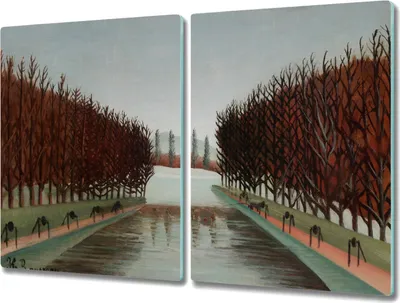 Produktbild von Coloray Herdabdeckplatte 2x40x52 cm Schneidebrett Kochplattenabdeckung Küchenbrett Hackbrett - Park Baum Fluss Himmel