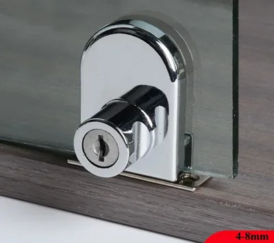 Image de Serrure de porte d'armoire en verre | Serrure de sécurité pour vitrine en verre | Serrure de porte en verre | Serrure de vitrine avec 2 x clés | Serrure d'armoire | Serrure de meuble | Serrure de porte en verre | Serrure de porte individuelle pour verre de 4-8 mm