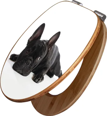 Produktbild von banjado Design WC Sitz Bambus Absenkautomatik -Bulldogge - Toilettendeckel mit Absenkautomatik Holz/hochwertiger Bambus Klodeckel/WC-Sitz für alle gängigen Toiletten [TDB2 10004]