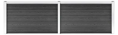 Produktbild von Zaunelement-Set mit Pfosten für Sicht- und Windschutz im Garten, Lamellenzaun aus WPC 353x105cm Schwarz