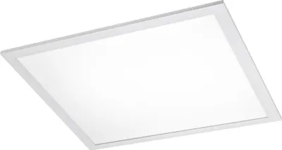 A white rectangular LED panel light, viewed from a slightly elevated angle.