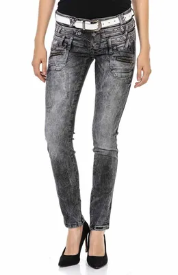 Produktbild von WD431 Damen Röhrenjeans mit trendigem Doppelbund