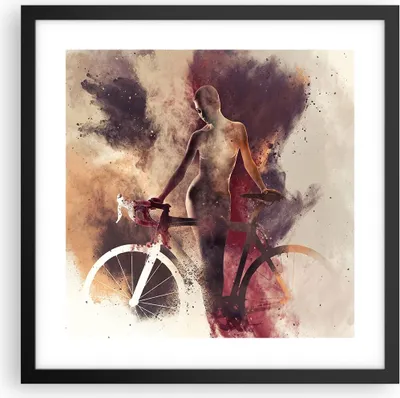 Produktbild von Gerahmtes Poster - Schwarzer Rahmen - Körper Mädchen Fahrrad Illustration - 40x40 cm - Wand Bild - Wanddeko - Wandbilder - Wandposter - Bilderrahmen - Bilder - Kunstdruck - Wandbild - P2BAC40x40-3136