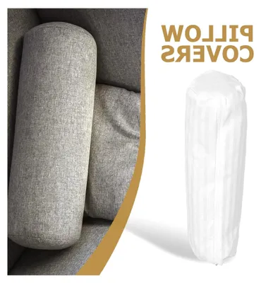 Produktbild von Rundes Kissen mit Innenbezug 20X80 cm Weiß, Versteckter Reißverschluss, Weicher Atmungsaktiver Bezug für Sofa, Bett und Büro