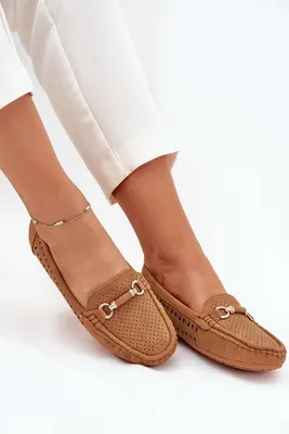 Productafbeelding van Damen mocassins met uitsparingen en decoratie, kleur camel, model Kaydance, maat 39