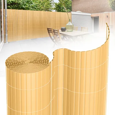 Produktbild von Clanmacy PVC Sichtschutzmatte Sichtschutzzaun Balkonsichtschutz Windschutz Sichtschutz für Zaun Balkon Bambus 100 x 900 cm