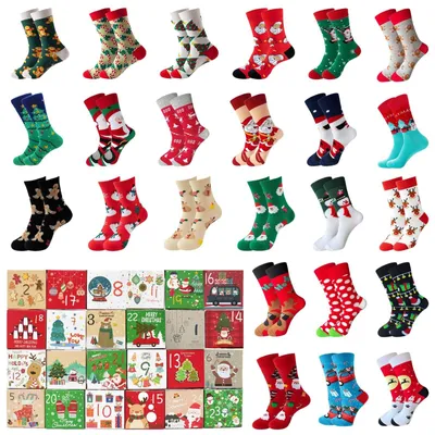 Produktbild von Weihnachtssocken Adventskalender mit 24 Paar Socken Damen Herren