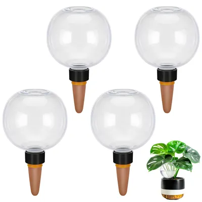 Produktbild von Pflanzenbewässerungskugel Bewässerungsspike Wasserspender - 500 ml - 4 Stück - Mit Terrakotta-Kegel - Transparent