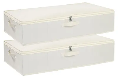 Immagine prodotto di Contenitore sotto il letto con coperchio - 60 x 30 x 15 cm - Beige - Set da 2