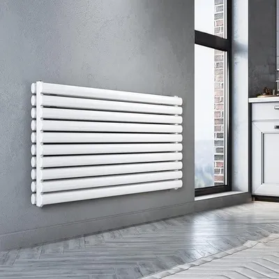 Produktbild von Badheizkörper Horizontal Doppellagig Seitenanschluss 593x1200mm | Weiß Horizontal, Doppellagig, Seitenanschluss