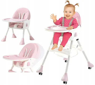Produktbild von Ekspand | Hochstuhl 4in1 - Rosa - Max. Belastung 60kg - Klappbar - Für Kinder Ab 6 Monaten