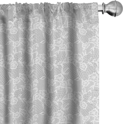 Image de ABAKUHAUS Rideaux gris, voilages, motif turc oriental inspiré de l'art arabe avec impression traditionnelle, 2 pièces 75 x 245 cm, blanc