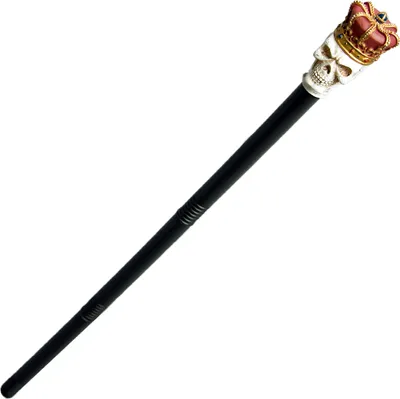Gehstock mit Totenkopf & Krone 89 cm lang zum Zusammenstecken für Erwachsene