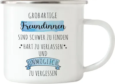 Produktbild von Großartige Freundinnen Sind Schwer Zu Finden Emaille Tasse Danke Geschenk Hart Zu Vergessen