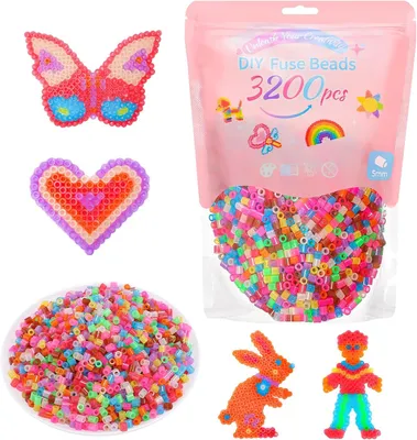 Immagine prodotto di Perline termoadesive con effetto glitter, 3200 pezzi, 11 colori, 5 mm, adatte a bambini dai 6 anni in su
