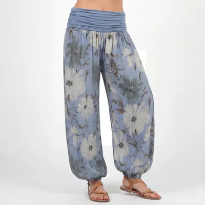 Produktbild von Sommerhose Damen Haremshose elastischer Bund leichte Hippie Pumphose Gr. 36-48