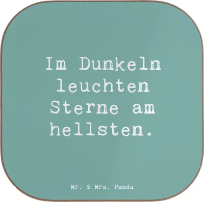 Produktbild von Mr. & Mrs. Panda unterleger Spruch Angst vor Dunkelheit überwinden - Meeresbrise - Geschenk, Zuversicht, Untersetzer für Gläser, liebevolle Handarbeit, Trostspende, Glas