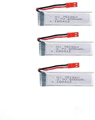 Obrázok produktu pre Sada 3 batérií LiPo 3,7 V 600 mAh pre RC drony | Kompatibilné s UDI U817, WLtoys V959, V222 a ďalšími modelmi | Optimalizovaný letový výkon