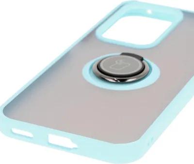 A close-up view of a phone case with a ring holder.