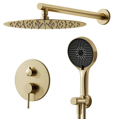 Produktbild von Duschsystem Unterputz Regendusche Gold gebürstet 40x40cm Set