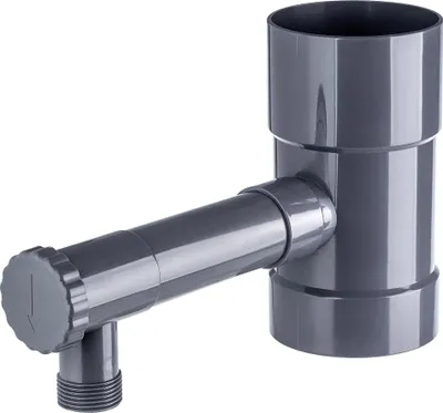 Obrázok produktu pre Zberač dažďovej vody – pre odpadovú rúru – 90 mm – s kohútikom/ventilom – sivý
