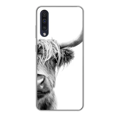 Produktbild von MuchoWow® Handyhülle Schutzhülle Hülle für Samsung Galaxy A50 Schottischer Highlander - Tiere - Schwarz - Weiß Silikon Softcase Handy Hülle - Mobiltelefonhülle