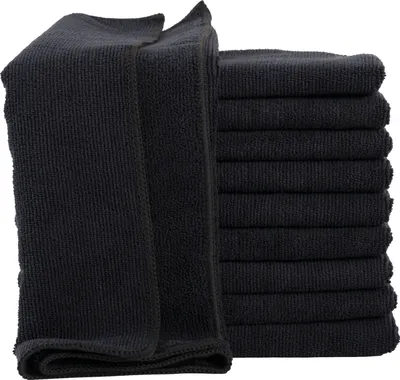 Produktbild von Reinigungstücher 40x40 cm Putzlappen Putztücher Mikrofasertücher Microfasertuch, Farbe:schwarz, Größe:10er Pack / 40x40 cm