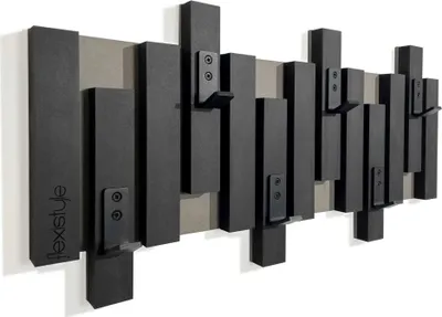 Image de Portemanteau mural noir Lamele Mini 60 cm