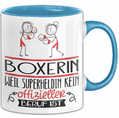 Produktbild von Boxerin Geschenk Tasse Lustiger Spruch Boxerin Weil Superheldin Kein Offizieller Beruf Ist Geschenkidee (Blau)