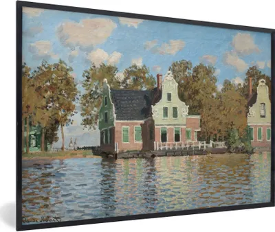 Produktbild von MuchoWow® Gerahmtes Poster Das Haus am Fluss Zaan bei Zaandam - Gemälde von Claude Monet 30x20 cm - Poster mit Schwarzem Bilderrahmen Wandposter Rahmen Foto Bilder - Kunstdruck - Bild-Poster