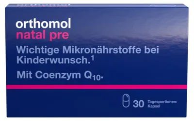 Produktbild von Orthomol Natal pre für Frauen mit Kinderwunsch - mit Vitamin B12, Folsäure und Zink - Unterstützung der Fruchtbarkeit, 30 St. Tagesportionen