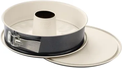 Produktbild von Dr. Oetker Springform mit Flach- und Rohrboden Ø 28 cm BACK-TREND, Kuchenform mit 2 Böden, runde Backform aus Stahl mit keramisch verstärkter Antihaft-Beschichtung (Farbe: creme/anthrazit)