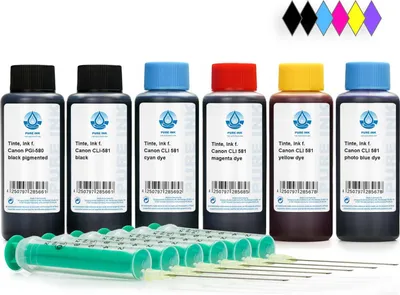 Image de Recharge d'encre pour Canon PGI-580 et CLI-581, 6 couleurs avec photo bleue