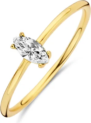 Produktbild von Silver ring yellow gold plated white cz stone