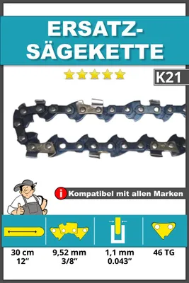 Produktbild von Ersatz-Sägekette K21 | 3/8'' | 1,1mm | 46TG