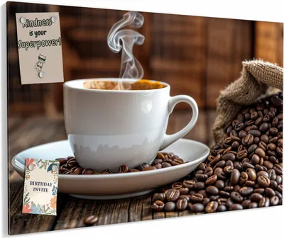 Produktbild von Magnettafel 90x60cm magnetisch & beschreibbar Metall-Board - Kaffeegenuss