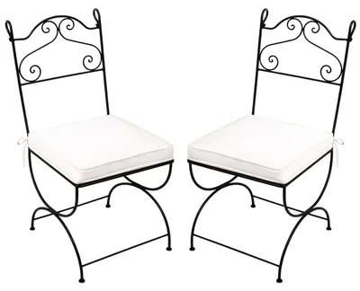 Produktbild von 2er Set Mediterraner Gartenstuhl Malaga aus Eisen in Schwarz 105 cm