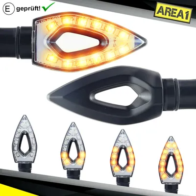 Produktbild von Area1 Motorrad LED Blinker E- Set (2 Stück) M10 mit Lauflichteffekt
