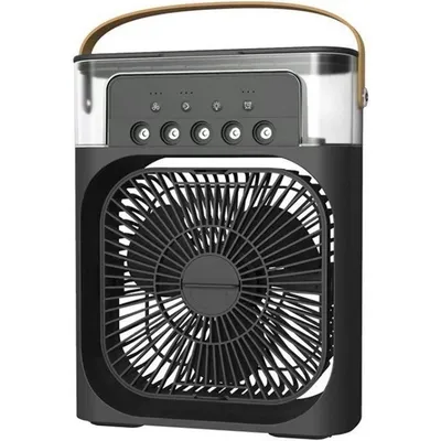 Produktbild von Tragbare Klimaanlage mit Ventilator, Luftbefeuchter, USB, 7 LED-Lichtern, 3 Stufen, Leise. Kompakt für Zuhause, Büro & Reisen (Schwarz)