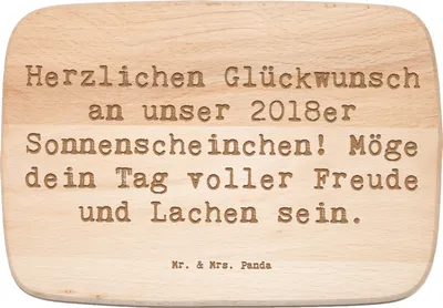 Produktbild von Mr. & Mrs. Panda Frühstücksbrettchen Spruch 2018 Geburtstag Sonnenscheinchen - Transparent - Geschenk, Holzbrett, Schneidebrett, Lachen, schneidbrett, Frühstücksbrett