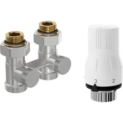 Zdjęcie produktu dla Mexen G02 zestaw termostatyczny dwururowy DN50, prosty 1/2"x3/4", nikiel - W912-012-928-01