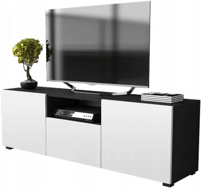 Zdjęcie produktu dla szafka rtv pod telewizor komoda tv 150cm 150 czarny mat biały mat