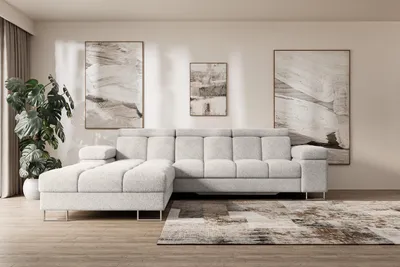 Produktbild von ALTDECOR Ecksofa mit Schlaffunktion und Bettkasten - COMA L - 271x203x79 - Creme Corner Sofa Eckcouch Couch L-Form, links/rechts angeordnet, Schlafcouch Ausziehbar Wohnlandschaft