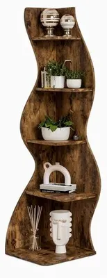 Image de Bibliothèque d'angle moderne à 5 étagères – Meuble de rangement en bois blanc