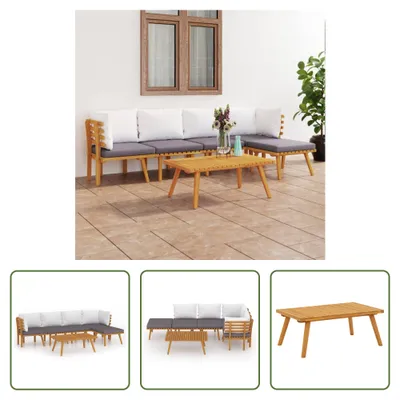 Produktbild von The Living Store 6-tlg. Garten-Lounge-Set mit Kissen Massivholz Akazie