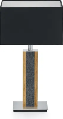 Produktbild von Karl G Quadra Tischlampe mit Granitapplikation Baumwolle schwarz / silber Nickel matt gebürstet