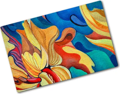 Produktbild von Tulup Glas Herdabdeckplatte - 80x52 cm - Glaskeramikkochfeld-Abdeckung Spritzschutz Glasabdeckplatte - Einteilig - Kunst: Modern & Klassisch - Abstrakte Blume - Mehrfarbig