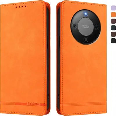 Image de Etui pour Honor X9D, étui rétro en cuirPolyuréthaneavec support et fentes pour cartes Orange