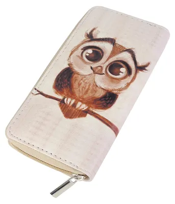Produktbild von DonDon Damen Geldbeutel Eule süß beige braun