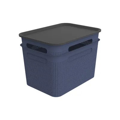 Obrázek produktu pro sada 2 krabic s víkem 16 l BRISEN, barva:Iris tmavě modrá ged.